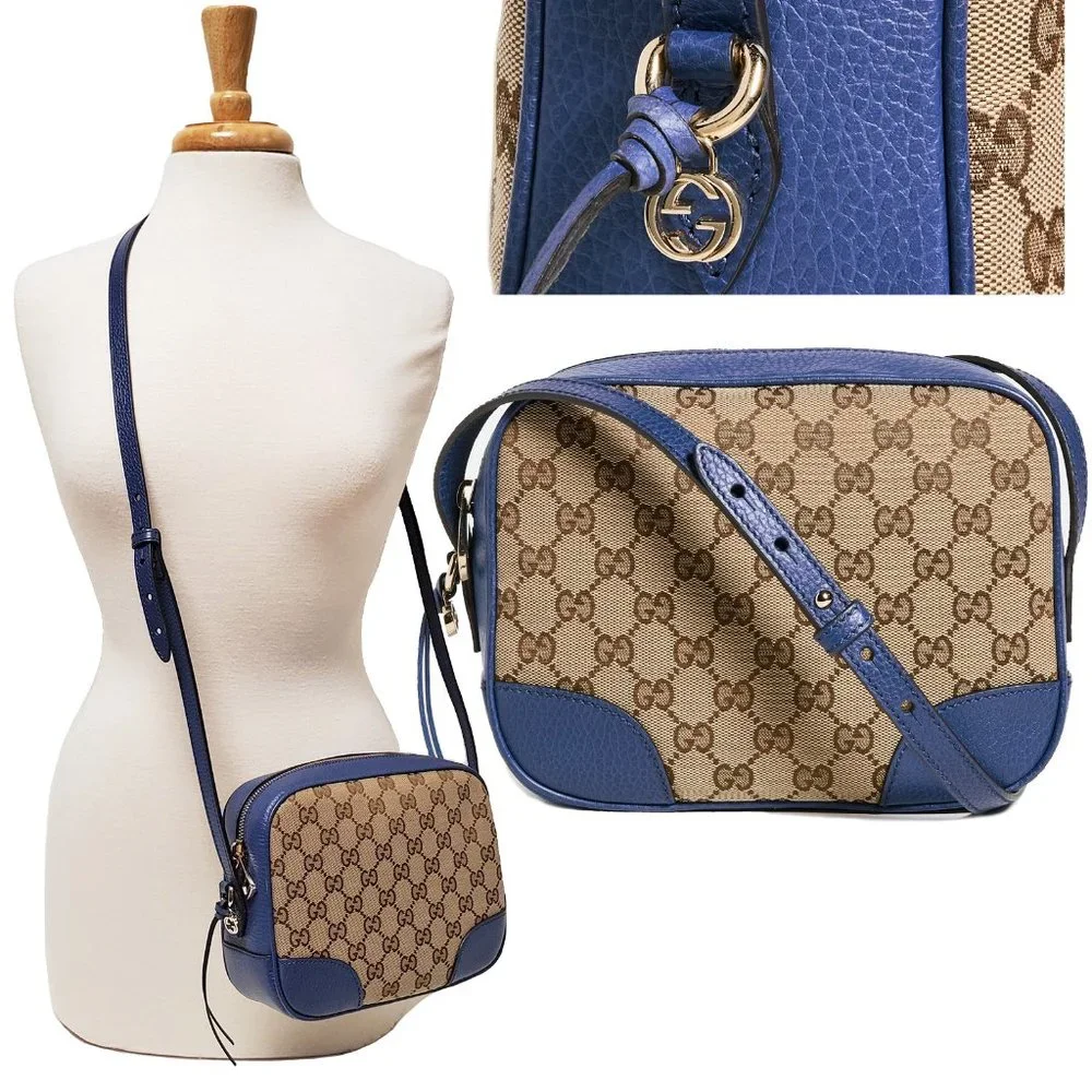 GUCCI BAG 449413 MINI BREE CROSSBODY CAMERA CASE GG GUCCISSIMA LOGO CANVAS - Picture 1 of 16